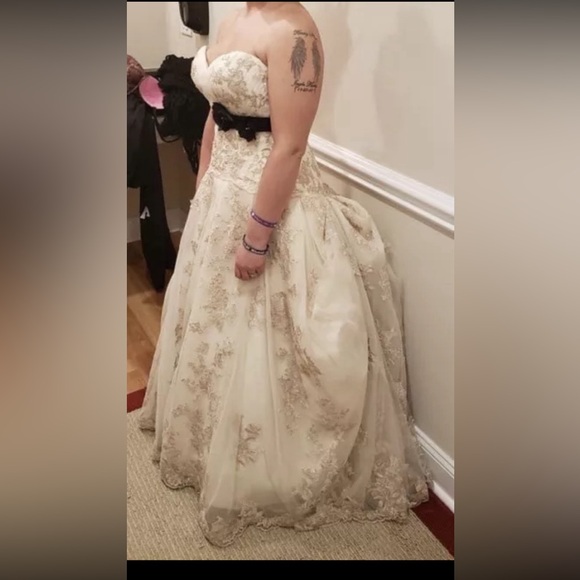 Wedding dress. Beautiful sparkly white and beige color - Picture 2 of 5